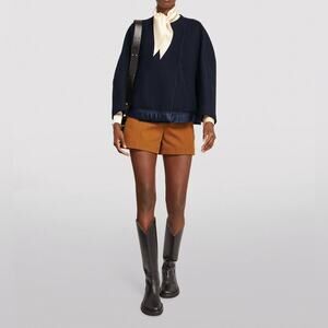 Chloe Iconic Wrap Coat Wool Blend Navy Blue Size 10 New Retail $1950 Luxury Chic